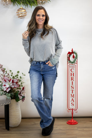 Maya Ribbed Top- Black/White