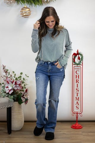 Maya Ribbed Top- Black/White