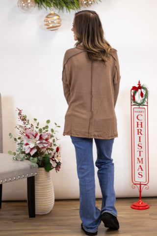 Maya Ribbed Top- Brown