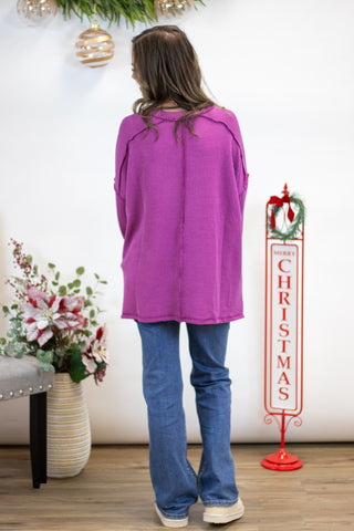 Maya Ribbed Top- Plum