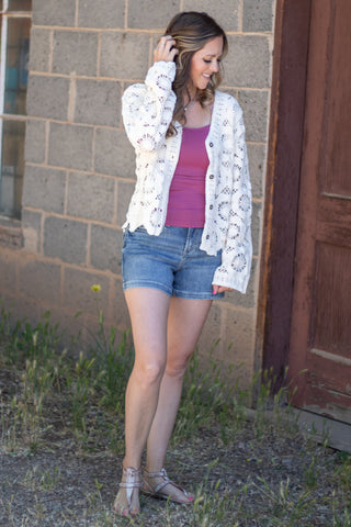 Modern Crochet Button Down Cardigan