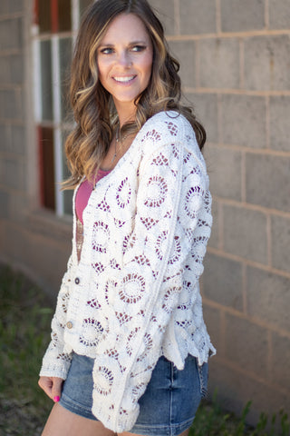 Modern Crochet Button Down Cardigan