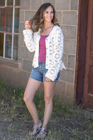 Modern Crochet Button Down Cardigan