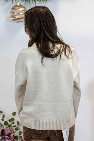 Marlene Slit Crew Neck Sweater- Ivory