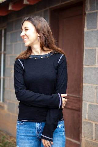 Myra Long Sleeve Top- Black
