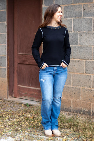 Myra Long Sleeve Top- Black