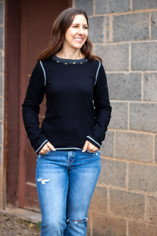Myra Long Sleeve Top- Black