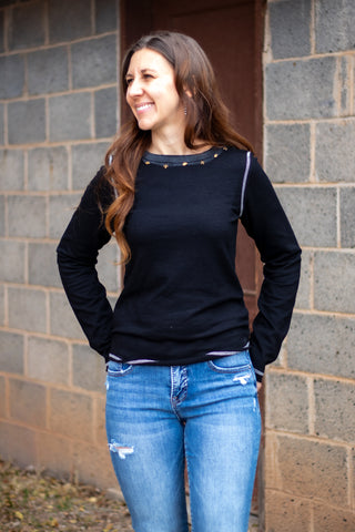 Myra Long Sleeve Top- Black