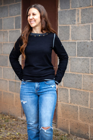 Myra Long Sleeve Top- Black