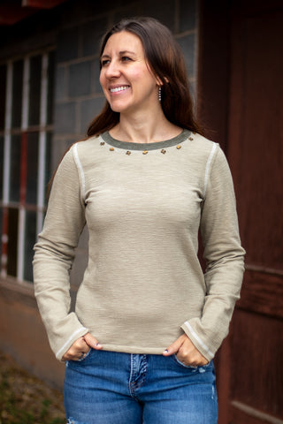 Myra Long Sleeve Top- Olive