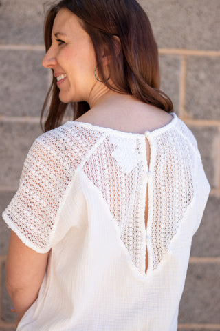 Oliver Crochet Button Back Blouse