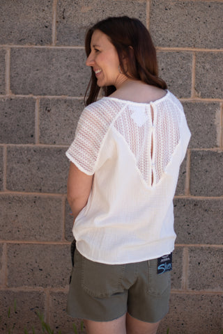 Oliver Crochet Button Back Blouse