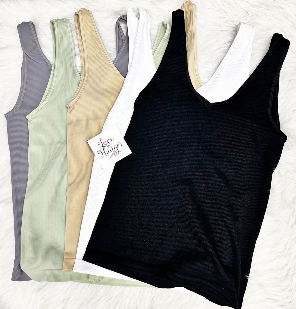 Ribbed Reversible Tank (Multiple Colors)