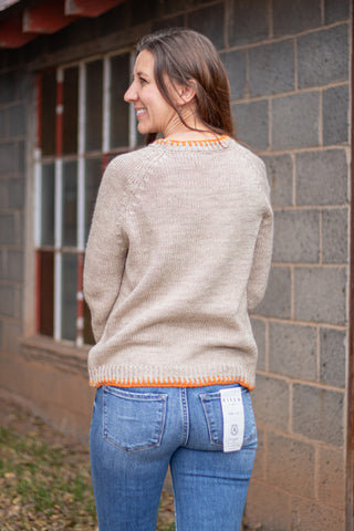 Pumpkin and Floral Embroidered Sweater