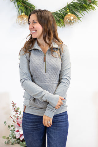 Quilted Halfzip- Charcoal