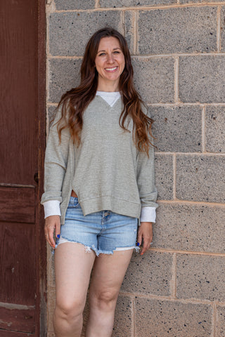 Right Or Wrong Pullover- Olive