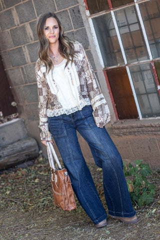 Rinna High Rise Wide Leg Button Jean