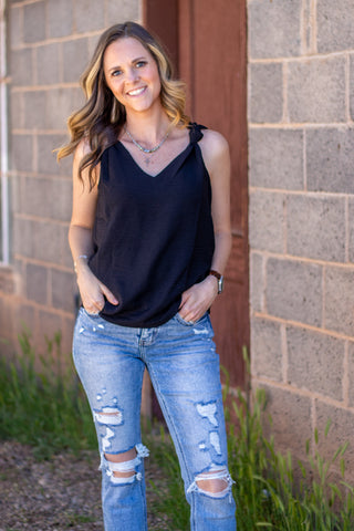 Raelynn V-Neck Knotted Tank Top