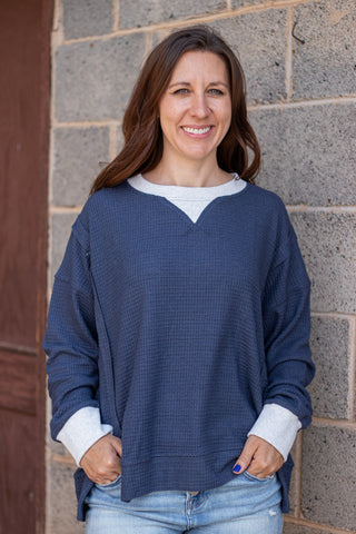 Right Or Wrong Pullover- Navy