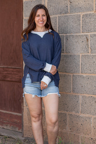 Right Or Wrong Pullover- Navy