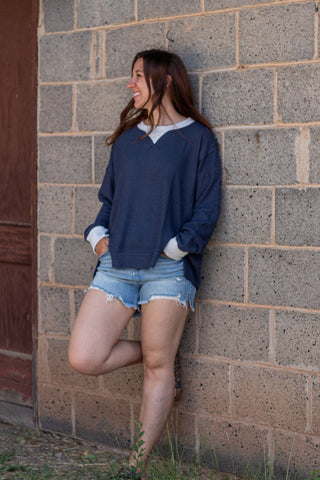 Right Or Wrong Pullover- Navy