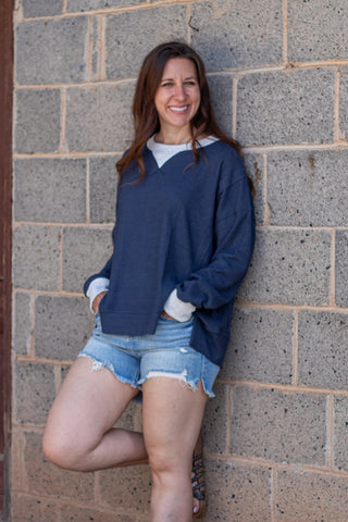 Right Or Wrong Pullover- Navy