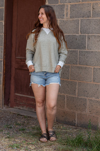 Right Or Wrong Pullover- Olive