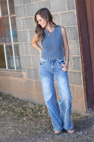 Salley Knit Sweater Tank- Indigo