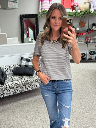 Shasta Leopard And Stripe Tee