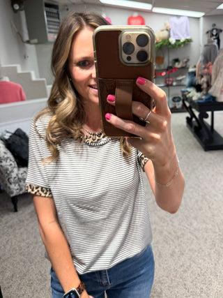 Shasta Leopard And Stripe Tee