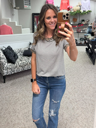Shasta Leopard And Stripe Tee