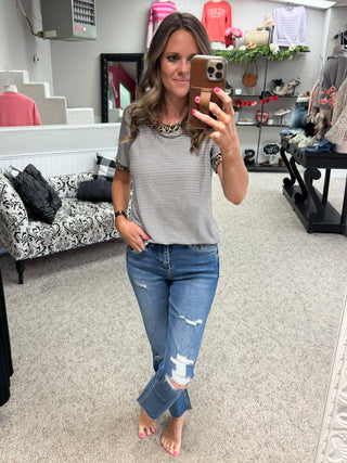 Shasta Leopard And Stripe Tee