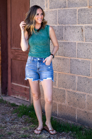 Shandi High Rise Distressed Short~ Risen