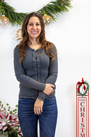 Shawna Snow Wash Ribbed Top