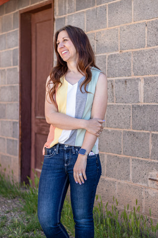 Sophia Colorblock Waffle Knit Tank