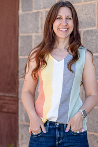 Sophia Colorblock Waffle Knit Tank