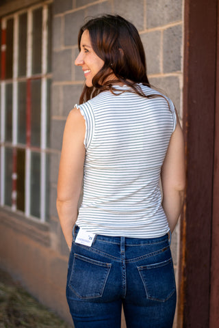 Speak Now Ruffle Sleeve Tank- Off White