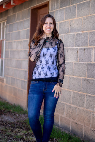 Speak The Truth Lace Mesh Top- Black