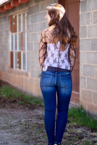 Speak The Truth Lace Mesh Top- Brown