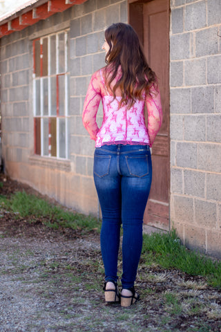 Speak The Truth Lace Mesh Top- Rose