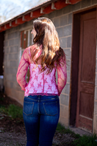 Speak The Truth Lace Mesh Top- Rose