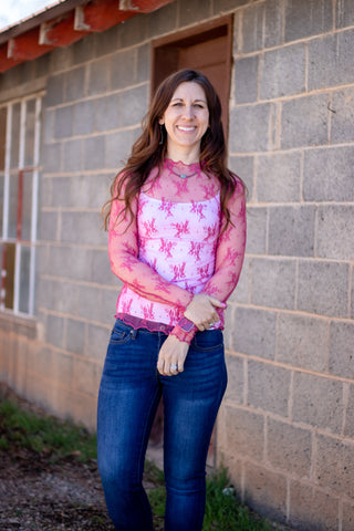 Speak The Truth Lace Mesh Top- Rose
