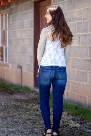 Speak The Truth Lace Mesh Top- Sage
