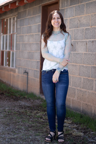 Speak The Truth Lace Mesh Top- Sage