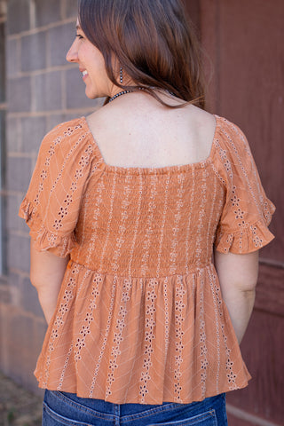 Talk About Adventure Eyelet Top