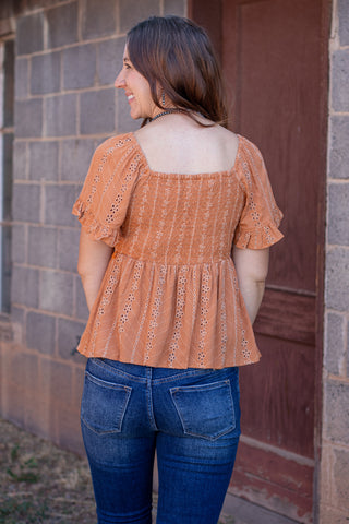 Talk About Adventure Eyelet Top