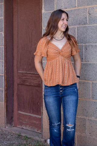 Talk About Adventure Eyelet Top