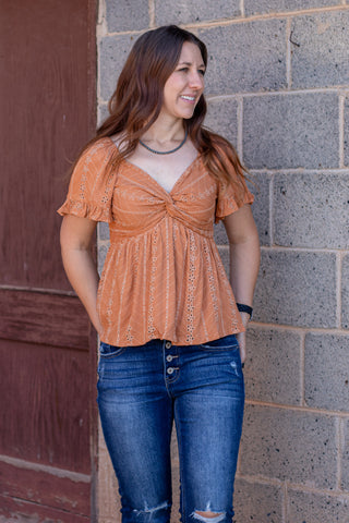 Talk About Adventure Eyelet Top