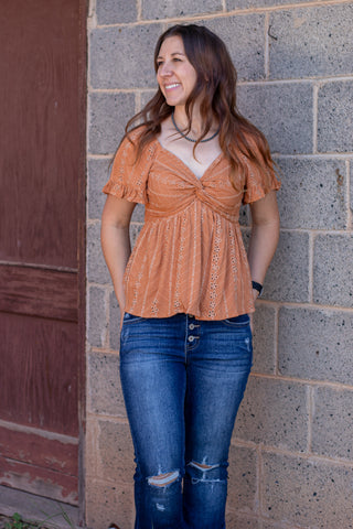 Talk About Adventure Eyelet Top