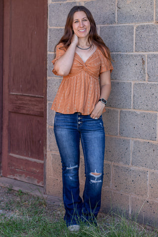 Talk About Adventure Eyelet Top